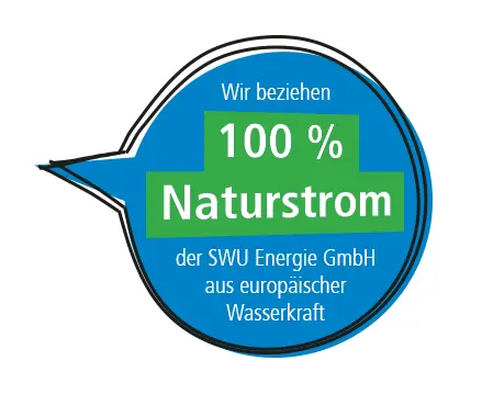 100% Naturstrom der SWU Energie GmbH aus europäischer Wasserkraft | © SWU